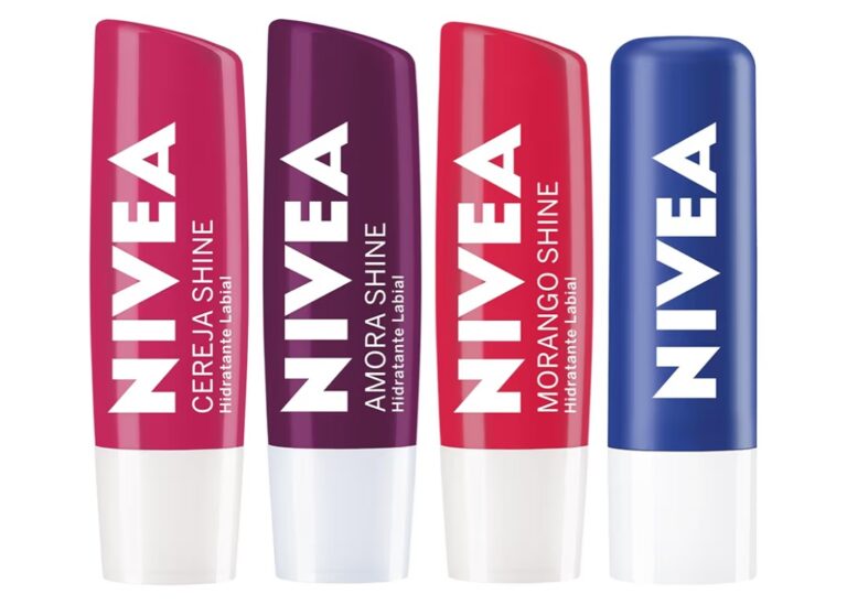 NIVEA KIT Hidratante Labial Original Care (4,8g) + Amora Shine (4,8g) + Cereja Shine (4,8g) + Morango Shine (4,8g), Kit Hidratação Labial