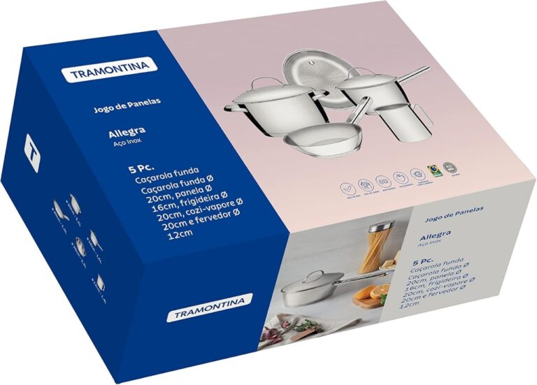 Jogo de Panelas Tramontina Allegra em Aço Inox com Fundo Triplo 5 Peças