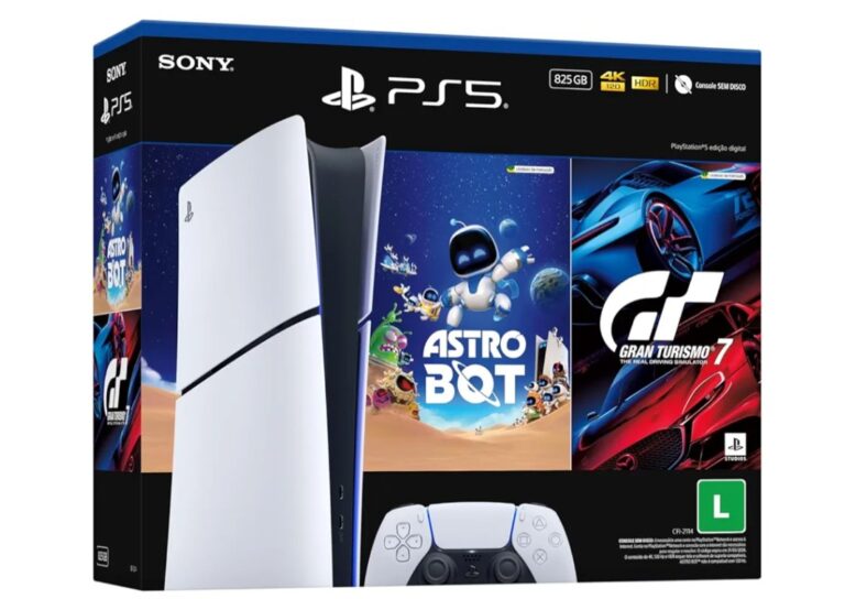 PlayStation 5 Slim digital SSD 825GB – Pacote ASTRO BOT + Gran Turismo 7