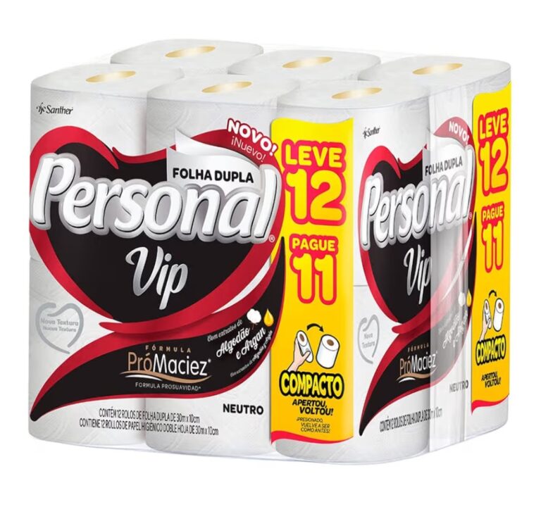 12 un. Papel Higiênico Personal Vip Folha Dupla