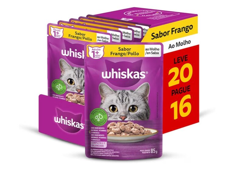 Pack Ração Úmida Whiskas Sachê Frango ao Molho para Gatos Adultos – Leve 20 Pague 16