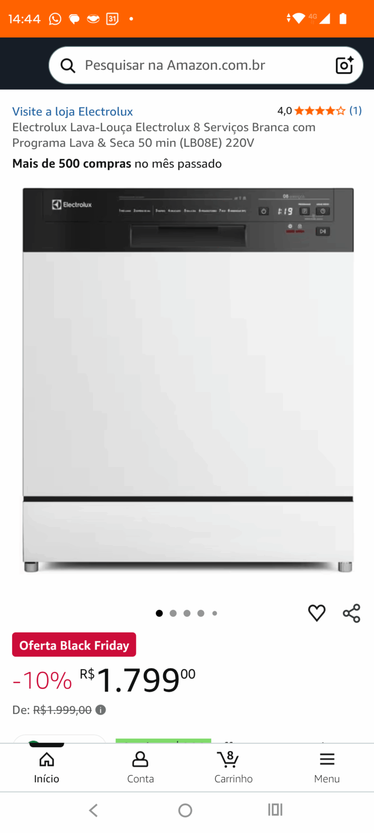 Lava Louças Electrolux 8 serviços 220V