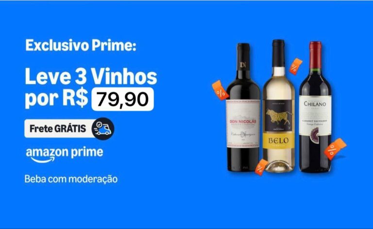 Exclusivo Prime: Leve 3 Vinhos por R$ 79,90