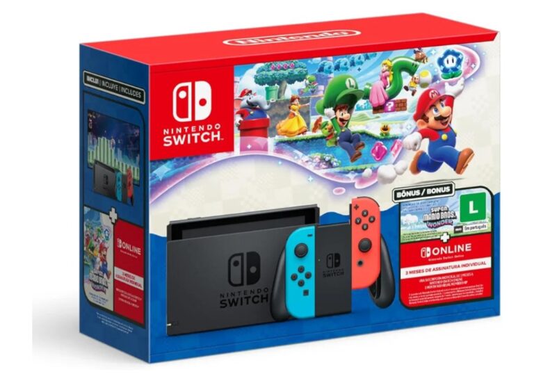Bundle Nintendo Switch + Super Mario Bros. Wonder + 3 Meses de Assinatura Nintendo Switch Online