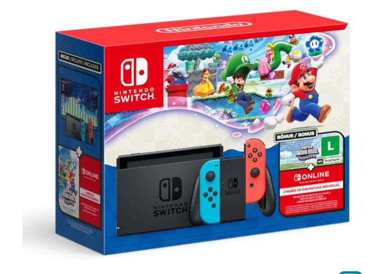 Bundle Nintendo Switch + Super Mario Bros. Wonder + 3 Meses de Assinatura Nintendo Switch Online