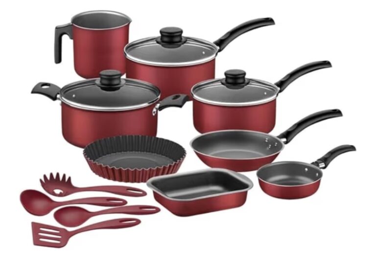 Kit para Cozinha 12 Peças com Jogo de Panelas Vermelho e Utensilios Tramontina Turim