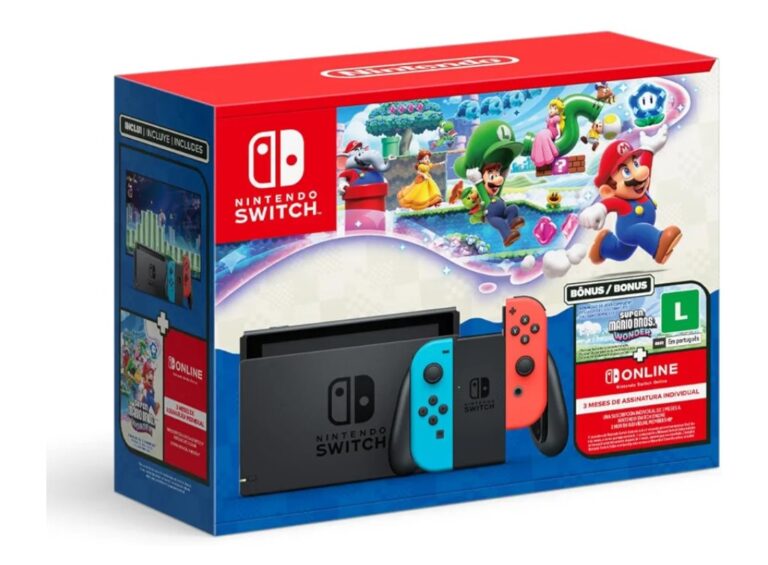 Bundle Nintendo Switch + Super Mario Bros. Wonder + 3 Meses de Assinatura Nintendo Switch Online