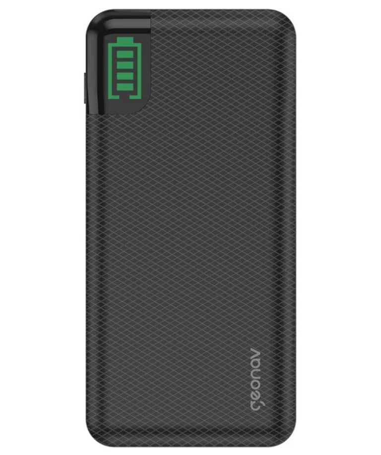 Geonav Power Bank, Carregador Portátil Universal 20.000mAh, 2 saídas USB QC 3.0 para carregamento rápido + 1 saída USB-C (PD) até 18W, até 7 recargas, PB20KBK, Preto