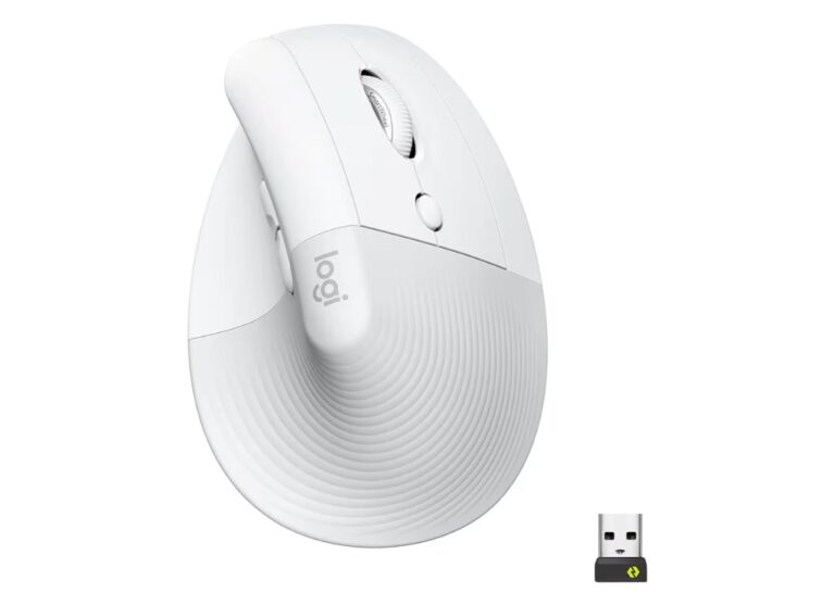 Mouse Sem Fio Logitech Lift Vertical com Design Ergonômico para Redução de Tensão Muscular, Cliques Silenciosos, Conexão Bluetooth ou USB Logi Bolt, Compatível com Windows/macOS/iPadOS – Branco
